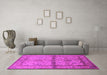 Machine Washable Oriental Pink Traditional Rug in a Living Room, wshurb538pnk