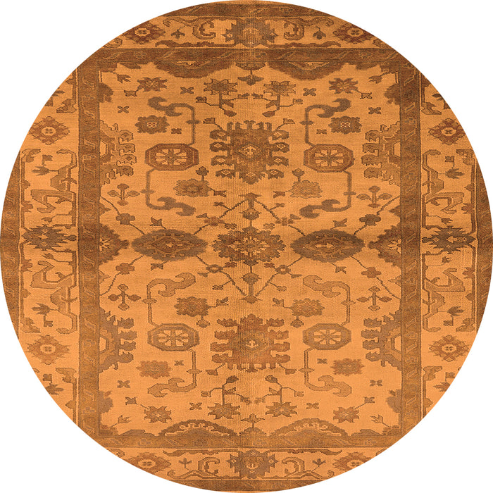 Round Oriental Orange Traditional Rug, urb538org
