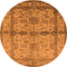 Round Oriental Orange Traditional Rug, urb538org