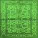 Square Machine Washable Oriental Green Traditional Area Rugs, wshurb538grn