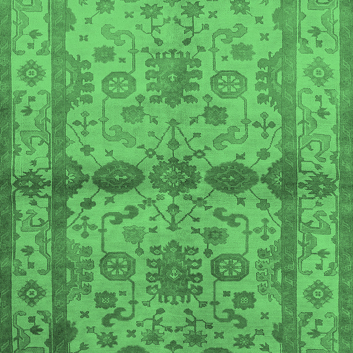 Machine Washable Oriental Emerald Green Traditional Area Rugs, wshurb538emgrn