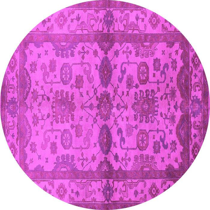 Round Machine Washable Oriental Pink Traditional Rug, wshurb538pnk