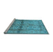 Sideview of Machine Washable Oriental Light Blue Traditional Rug, wshurb538lblu