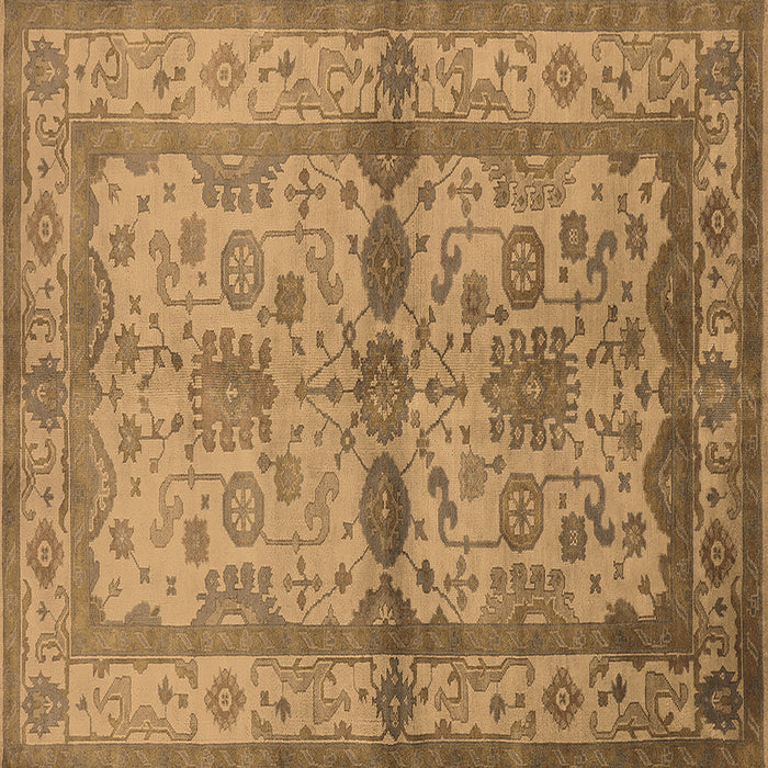 Square Machine Washable Oriental Brown Traditional Rug, wshurb538brn