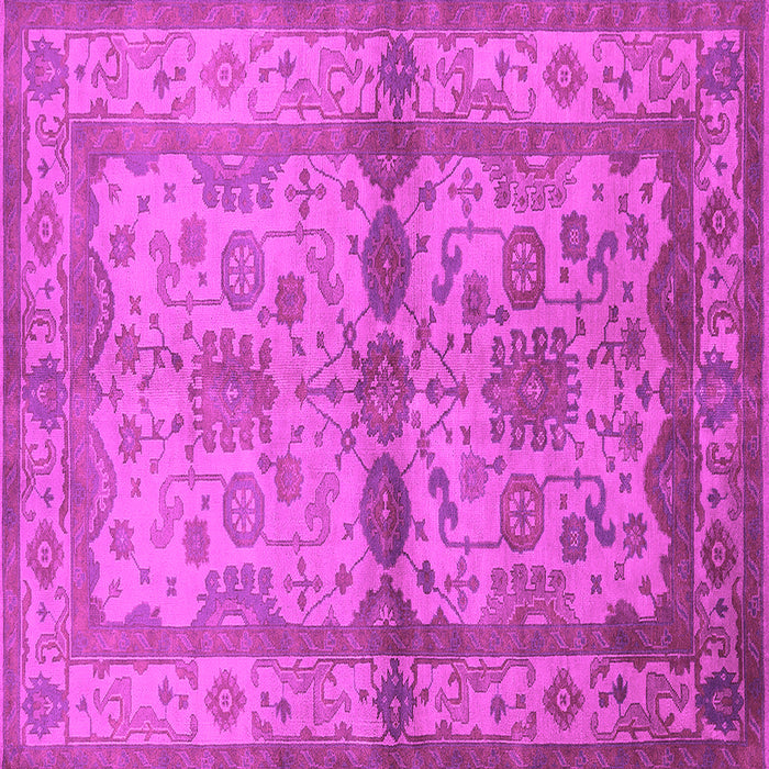 Square Machine Washable Oriental Pink Traditional Rug, wshurb538pnk