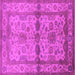 Square Machine Washable Oriental Pink Traditional Rug, wshurb538pnk