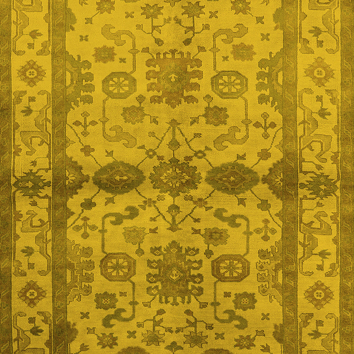 Machine Washable Oriental Yellow Traditional Rug, wshurb538yw