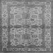 Square Machine Washable Oriental Gray Traditional Rug, wshurb538gry