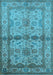 Machine Washable Oriental Light Blue Traditional Rug, wshurb538lblu