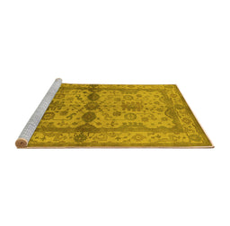 Sideview of Machine Washable Oriental Yellow Traditional Rug, wshurb538yw