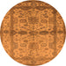 Round Machine Washable Oriental Orange Traditional Area Rugs, wshurb538org