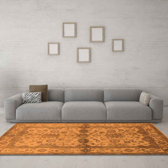 Machine Washable Oriental Orange Traditional Area Rugs in a Living Room, wshurb538org