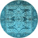 Round Oriental Light Blue Industrial Rug, urb539lblu