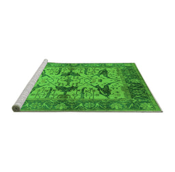 Sideview of Machine Washable Oriental Green Industrial Area Rugs, wshurb539grn