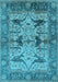 Machine Washable Oriental Light Blue Industrial Rug, wshurb539lblu