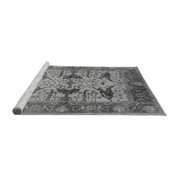 Sideview of Machine Washable Oriental Gray Industrial Rug, wshurb539gry