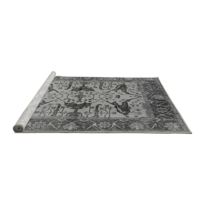 Sideview of Machine Washable Oriental Gray Industrial Rug, wshurb539gry