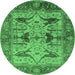 Round Oriental Emerald Green Industrial Rug, urb539emgrn