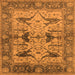 Square Machine Washable Oriental Orange Industrial Area Rugs, wshurb539org