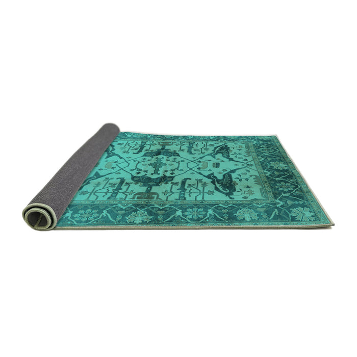 Sideview of Oriental Turquoise Industrial Rug, urb539turq