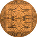 Round Machine Washable Oriental Orange Industrial Area Rugs, wshurb539org