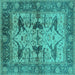 Square Oriental Turquoise Industrial Rug, urb539turq