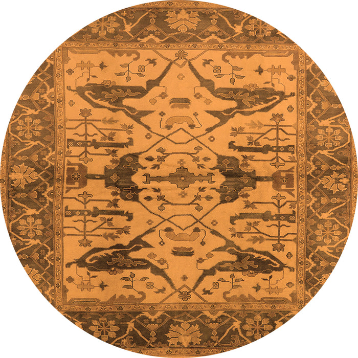 Round Oriental Orange Industrial Rug, urb539org