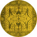 Round Oriental Yellow Industrial Rug, urb539yw