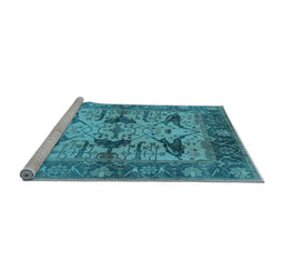 Sideview of Machine Washable Oriental Light Blue Industrial Rug, wshurb539lblu