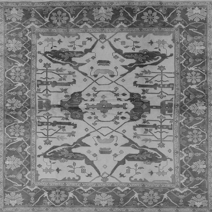 Square Machine Washable Oriental Gray Industrial Rug, wshurb539gry