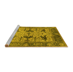 Sideview of Machine Washable Oriental Yellow Industrial Rug, wshurb539yw