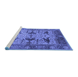Sideview of Machine Washable Oriental Blue Industrial Rug, wshurb539blu