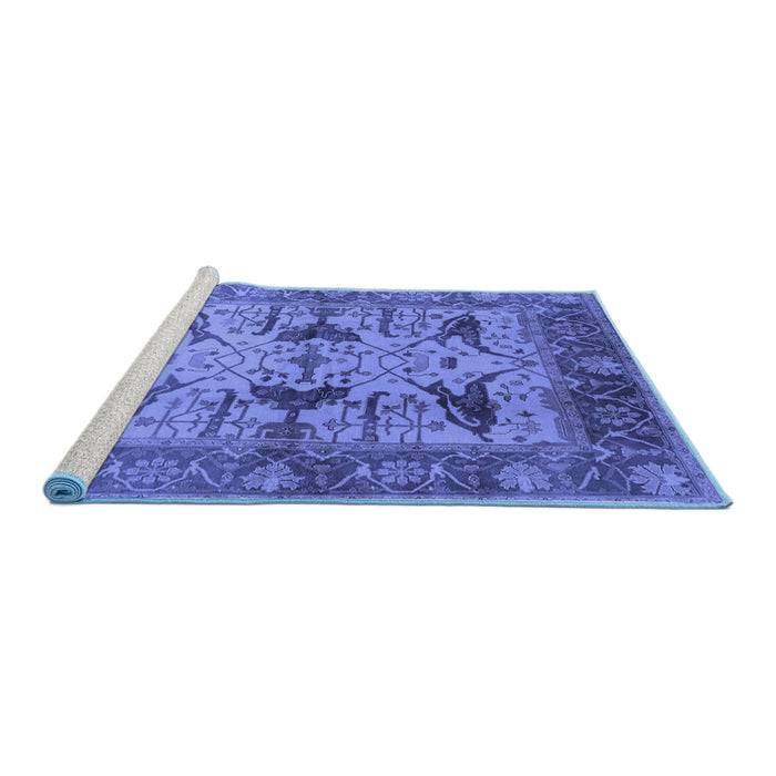 Sideview of Machine Washable Oriental Blue Industrial Rug, wshurb539blu