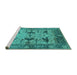 Sideview of Machine Washable Oriental Turquoise Industrial Area Rugs, wshurb539turq