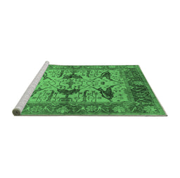 Sideview of Machine Washable Oriental Emerald Green Industrial Area Rugs, wshurb539emgrn