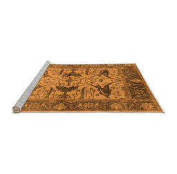 Sideview of Machine Washable Oriental Orange Industrial Area Rugs, wshurb539org