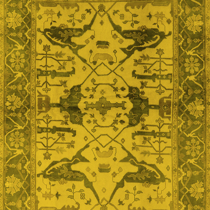 Machine Washable Oriental Yellow Industrial Rug, wshurb539yw