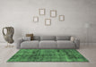 Machine Washable Persian Green Bohemian Area Rugs in a Living Room,, wshurb540grn