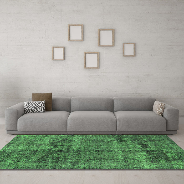 Machine Washable Persian Green Bohemian Area Rugs in a Living Room,, wshurb540grn