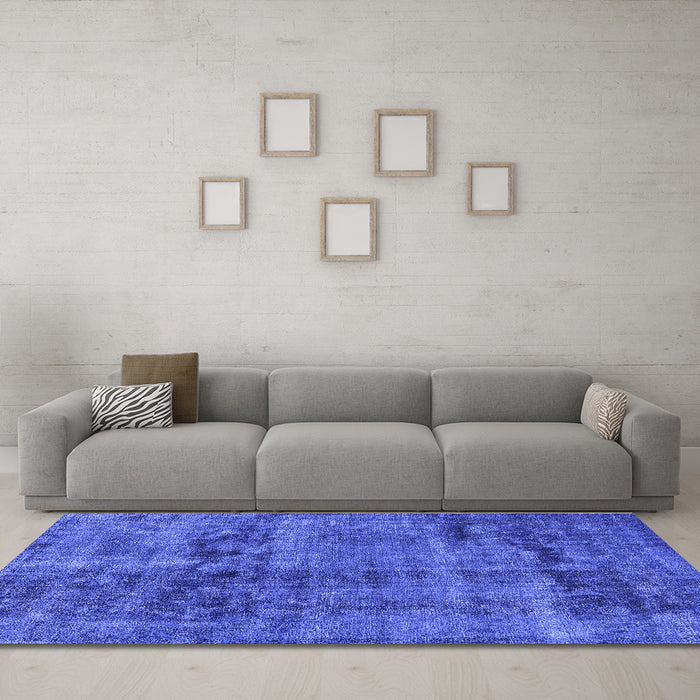 Machine Washable Persian Blue Bohemian Rug in a Living Room, wshurb540blu