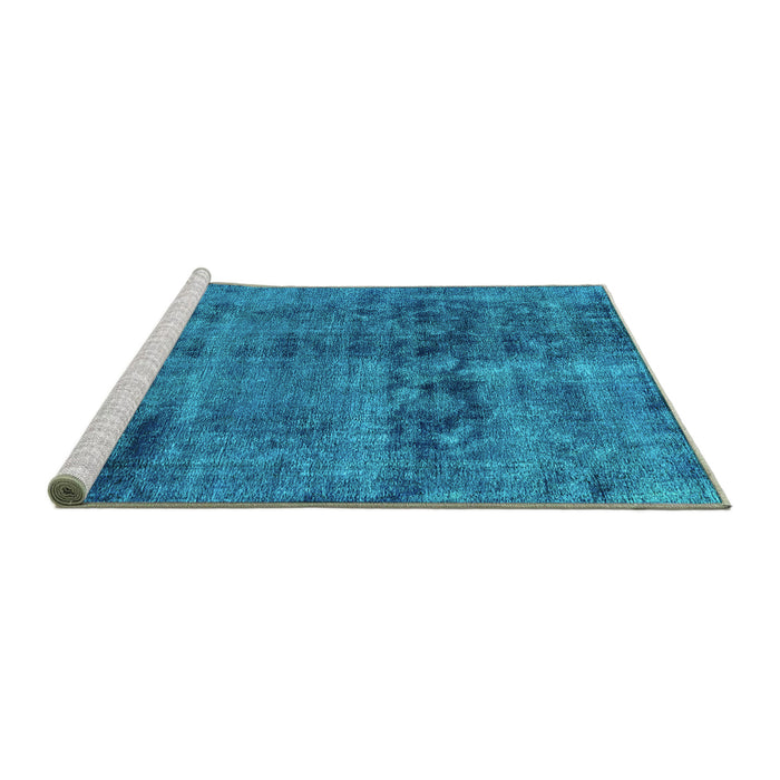 Sideview of Machine Washable Persian Turquoise Bohemian Area Rugs, wshurb540turq