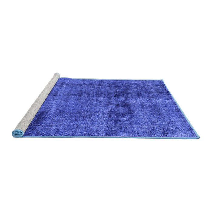 Sideview of Machine Washable Persian Blue Bohemian Rug, wshurb540blu