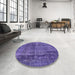 Round Mid-Century Modern Purple Persian Rug in a Office, urb540