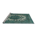 Sideview of Machine Washable Industrial Modern Cadet Blue Green Rug, wshurb541