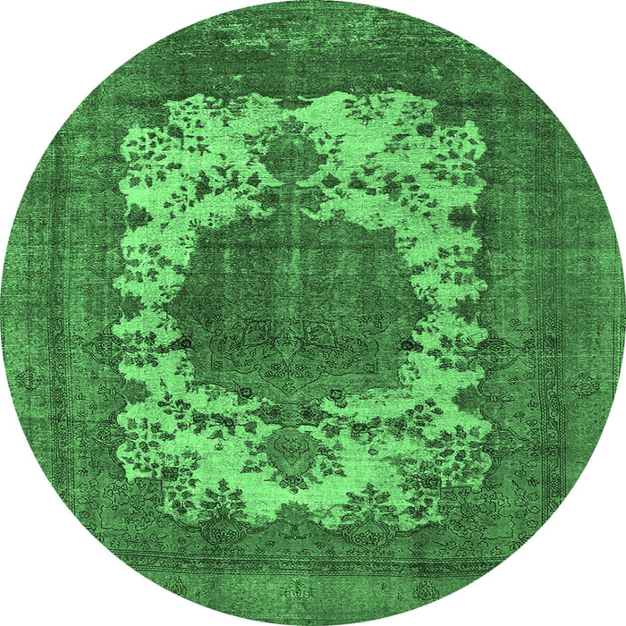 Round Oriental Emerald Green Industrial Rug, urb541emgrn