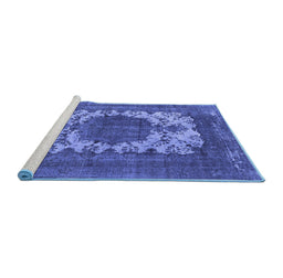 Sideview of Machine Washable Oriental Blue Industrial Rug, wshurb541blu