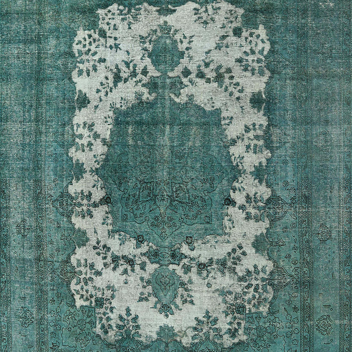 Mid-Century Modern Cadet Blue Green Oriental Rug, urb541