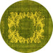 Round Oriental Yellow Industrial Rug, urb541yw