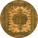 Round Machine Washable Oriental Orange Industrial Area Rugs, wshurb541org