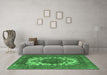 Machine Washable Oriental Emerald Green Industrial Area Rugs in a Living Room,, wshurb541emgrn